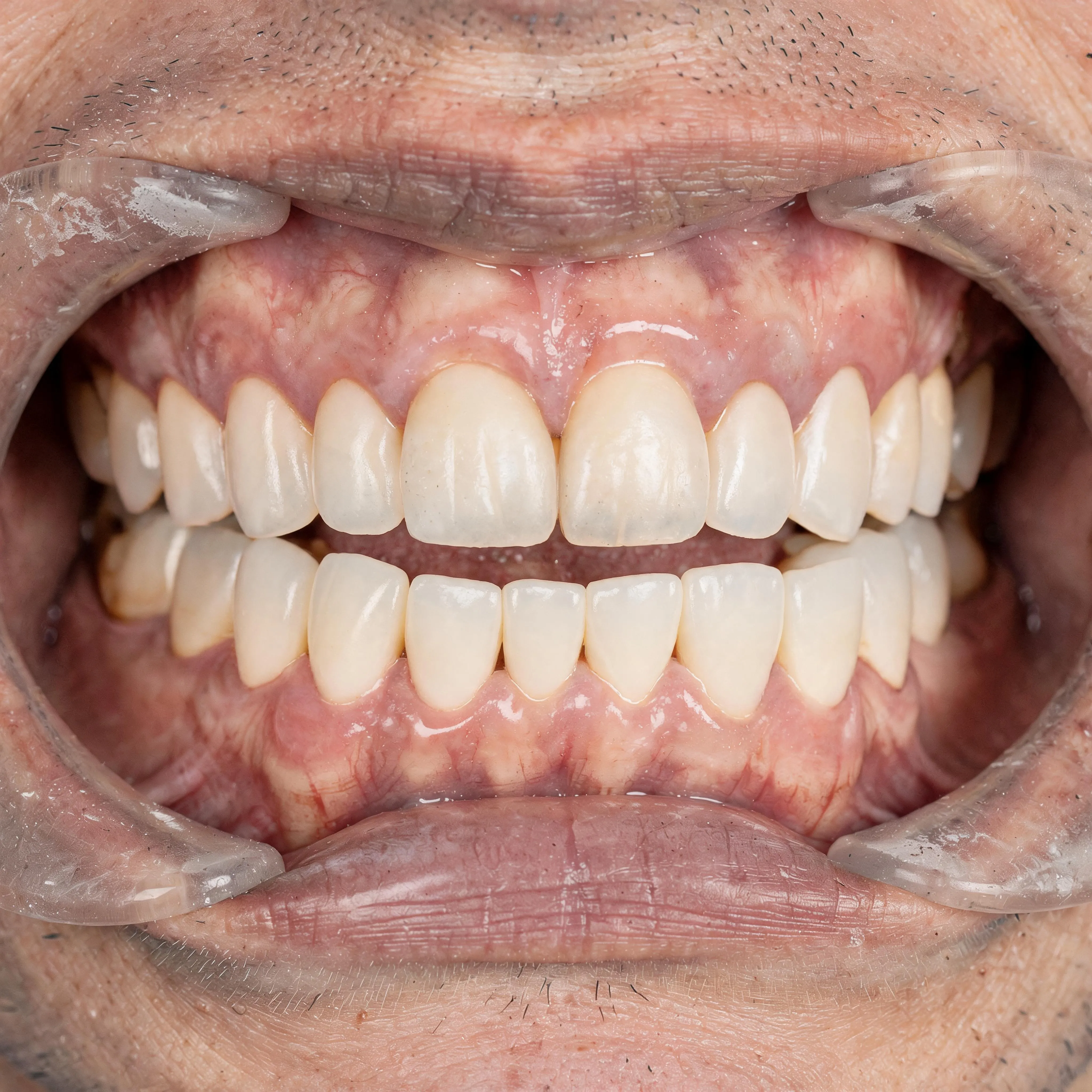 Simulation: complete arches of natural-looking fixed teeth after restoration