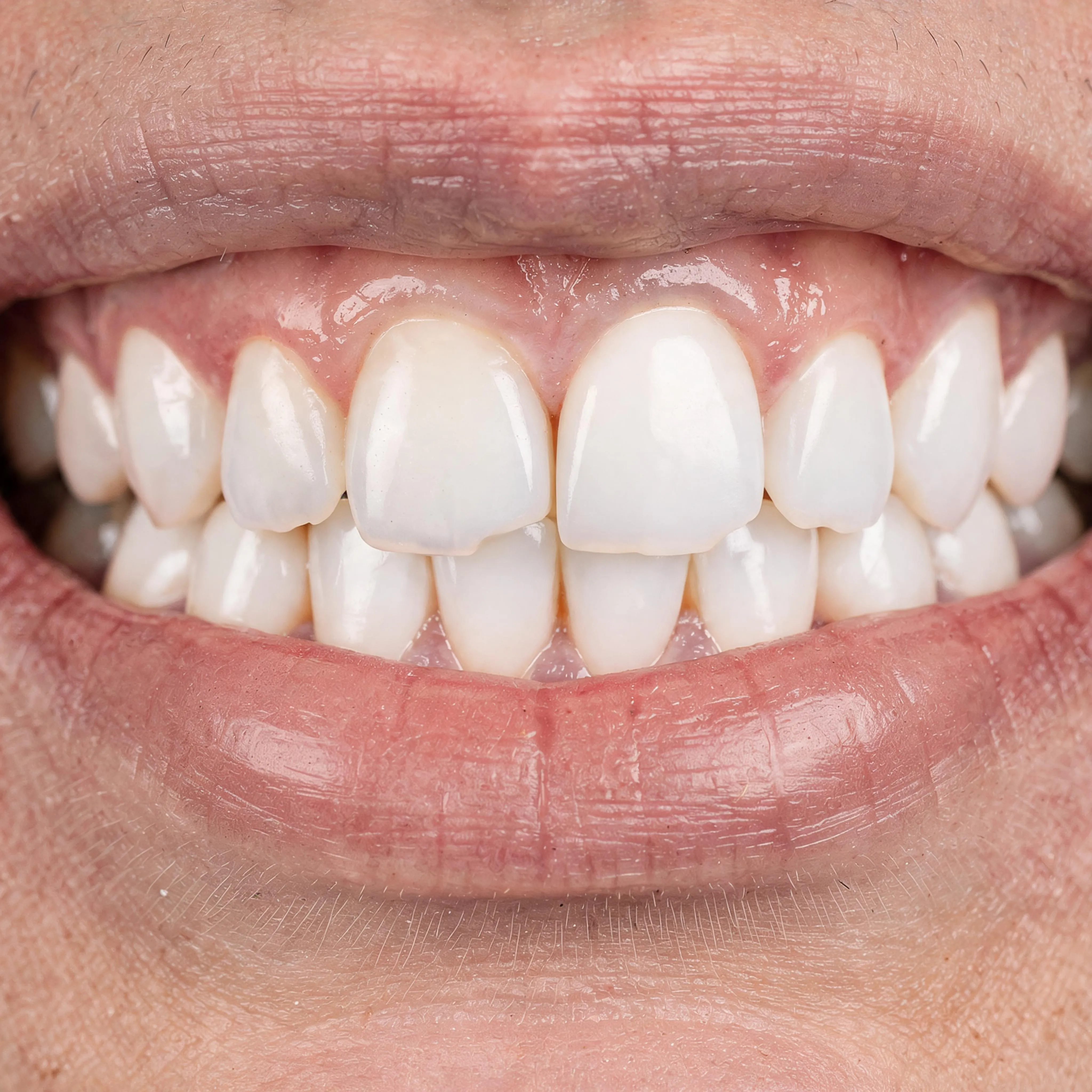 Simulation: bright, even smile after veneers and whitening